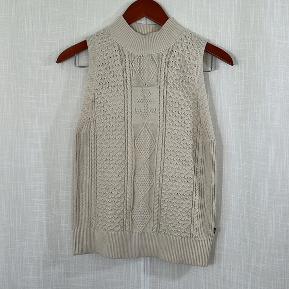 Nautica Jeans NWT Cream Cable Knit Sweater Vest Size S - Picture 1 of 11
